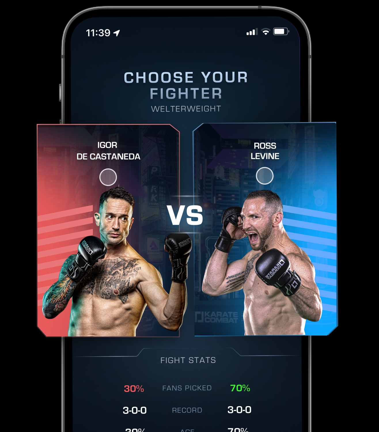 Vote on your fighters before each Karate Combat event